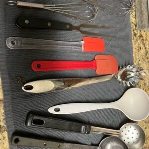 Kitchen Utensil Set with Red and Black Handles